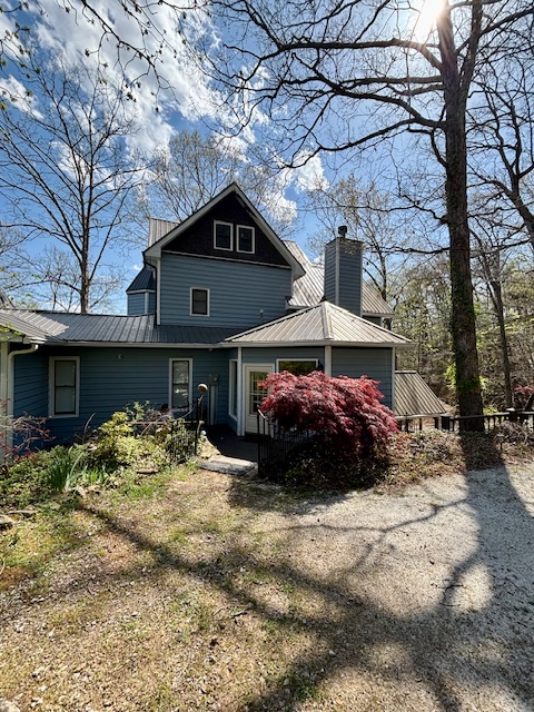 Spring Exterior — exterior of unique chateau-style cabin in Franklin NC — Chateaux Wedgewood Smoky Mountains retreat